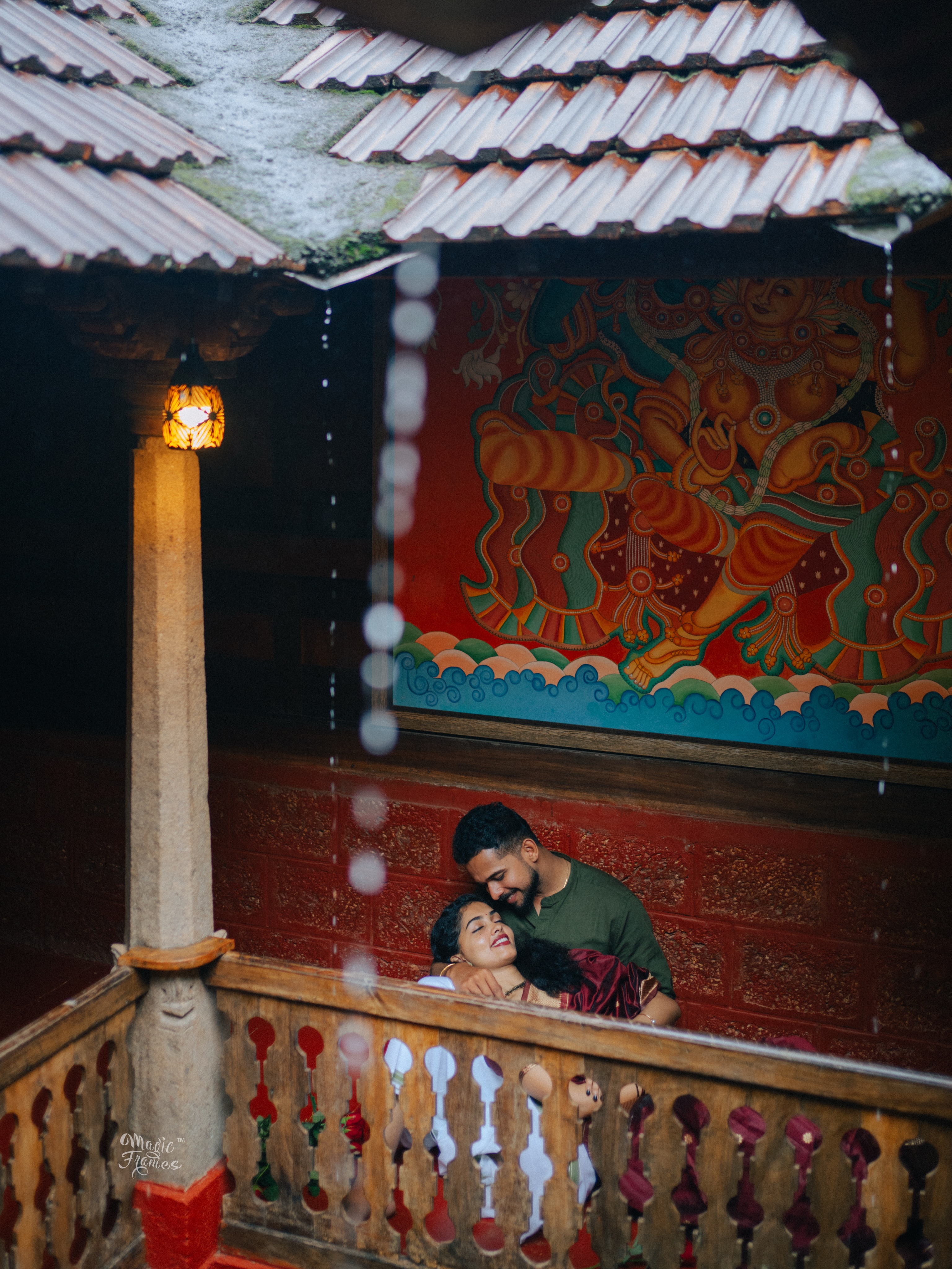 Couple sharing a quiet moment in the rain