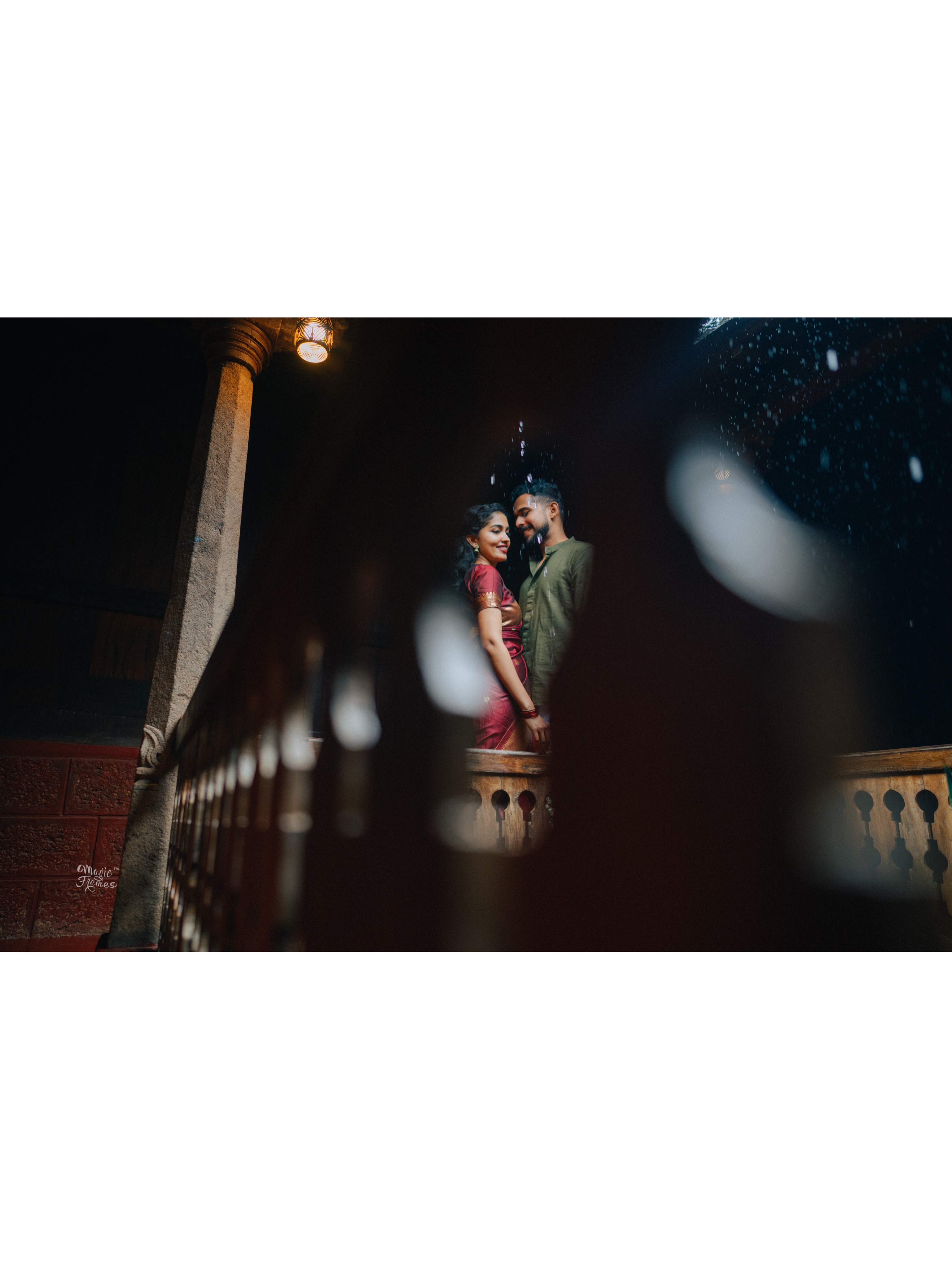 Cinematic rainy portrait of a couple